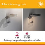 White solar-powered wall light with house number 47c, battery charges 6-8 hours via solar radiation