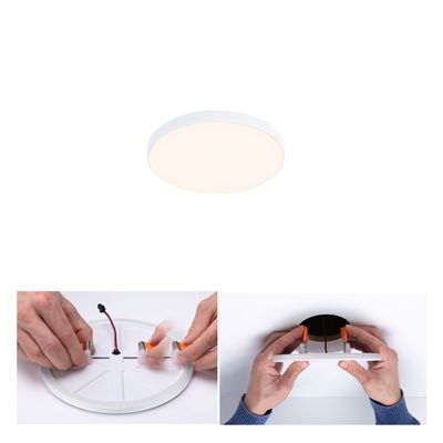 Plafonnier LED rond blanc avec clips de montage, installation facile pour un éclairage économique