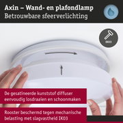 Axin witte kunststof wand- en plafondlamp met gesatineerde diffuser en IK03 slagvastheid verlichting