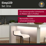Warmweißes LED-Lichtband 10 m für stimmungsvolle Lichtakzente an Möbeln und Profilen
