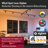 URail Spot Luxe Zigbee schwarze Schienenleuchte mit dimmbarer smart Beleuchtung im Wohnzimmer