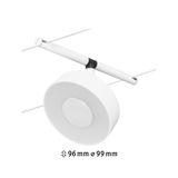 Weißer LED-Seilstrahler aus Metall mit 96 mm Höhe und 99 mm Durchmesser für moderne Beleuchtung