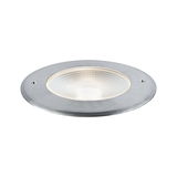 Ronde inbouw-LED-lamp van geborsteld aluminium met gestructureerde glazen afdekking voor binnenverlichting.