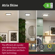 Atria Shine LED ceiling light with IP44 protection, White Select function and backlight technology in black