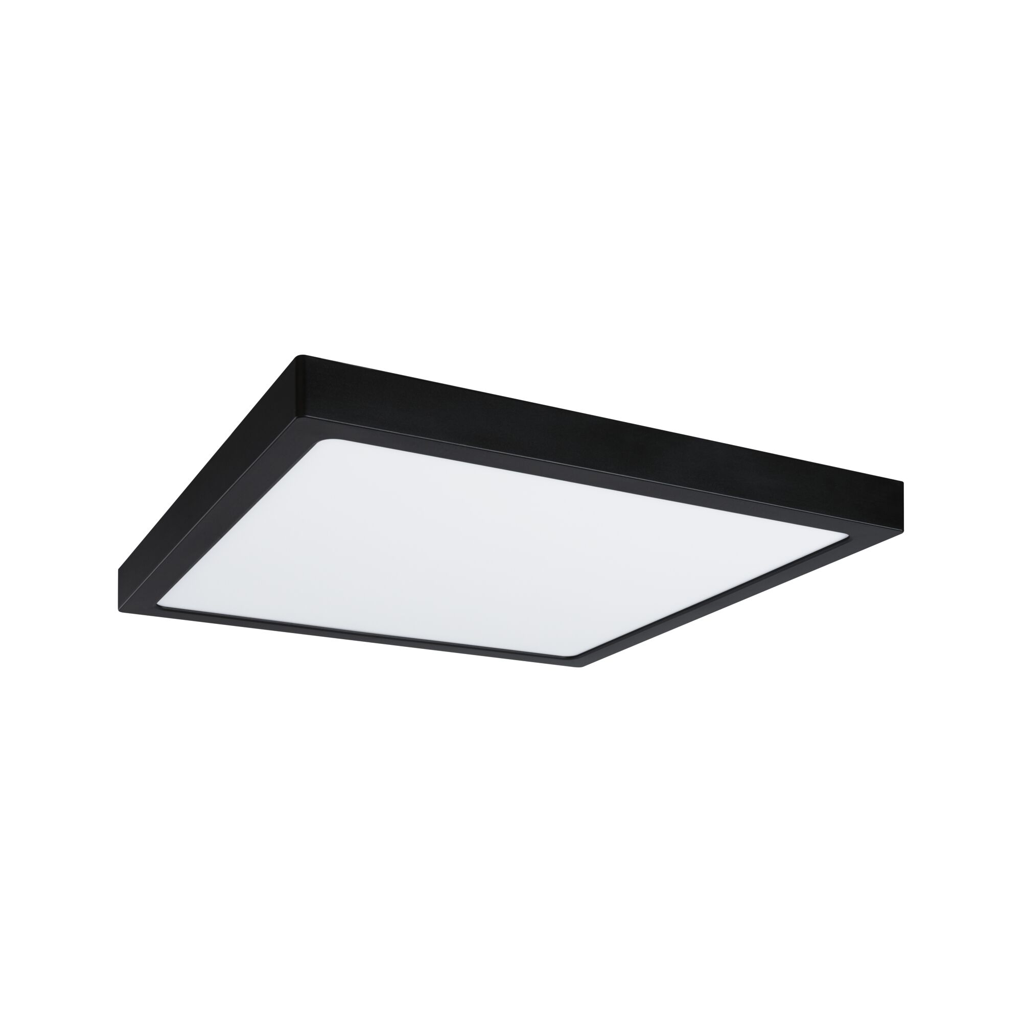 Schwarze quadratische LED-Deckenleuchte mit weißem Diffusor aus Kunststoff für modernes Raumlicht