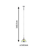 Suspension avec diamètre de 140 mm et longueur de 140,5 cm, abat-jour en verre irisé, éclairage LED moderne