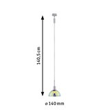 Suspension avec diamètre de 140 mm et longueur de 140,5 cm, abat-jour en verre irisé, éclairage LED moderne