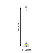 Pendelleuchte mit 140 mm Durchmesser und 140,5 cm Länge, Glas in irisierendem Farbton, moderne LED Beleuchtung