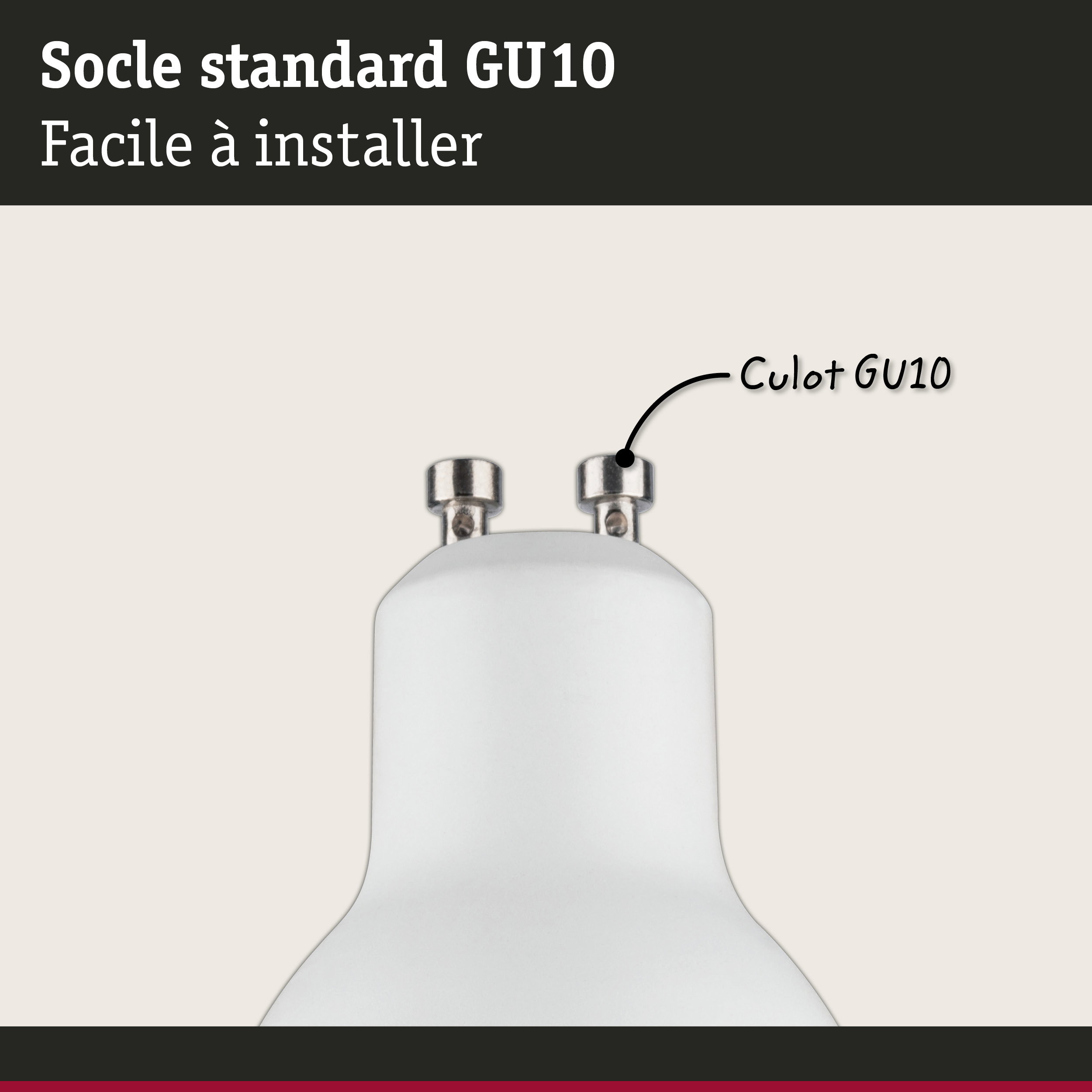Socle standard GU10 en métal blanc, facile à installer, support pour ampoule LED