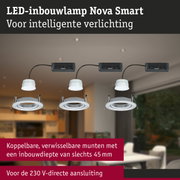 LED-inbouwlamp Nova Smart met witte behuizing en zwarte kabel voor slimme verlichting thuis