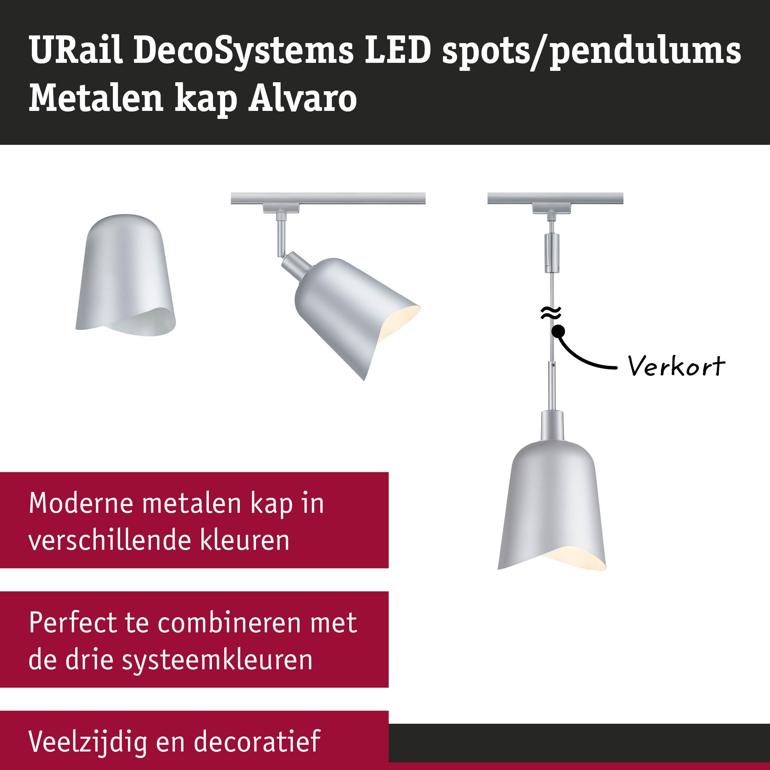 Moderne zilveren metalen Alvaro lamp als LED-spot en pendel met verstelbare lengte voor veelzijdige verlichting