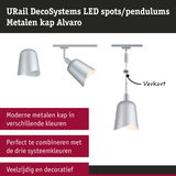 Moderne zilveren metalen Alvaro lamp als LED-spot en pendel met verstelbare lengte voor veelzijdige verlichting