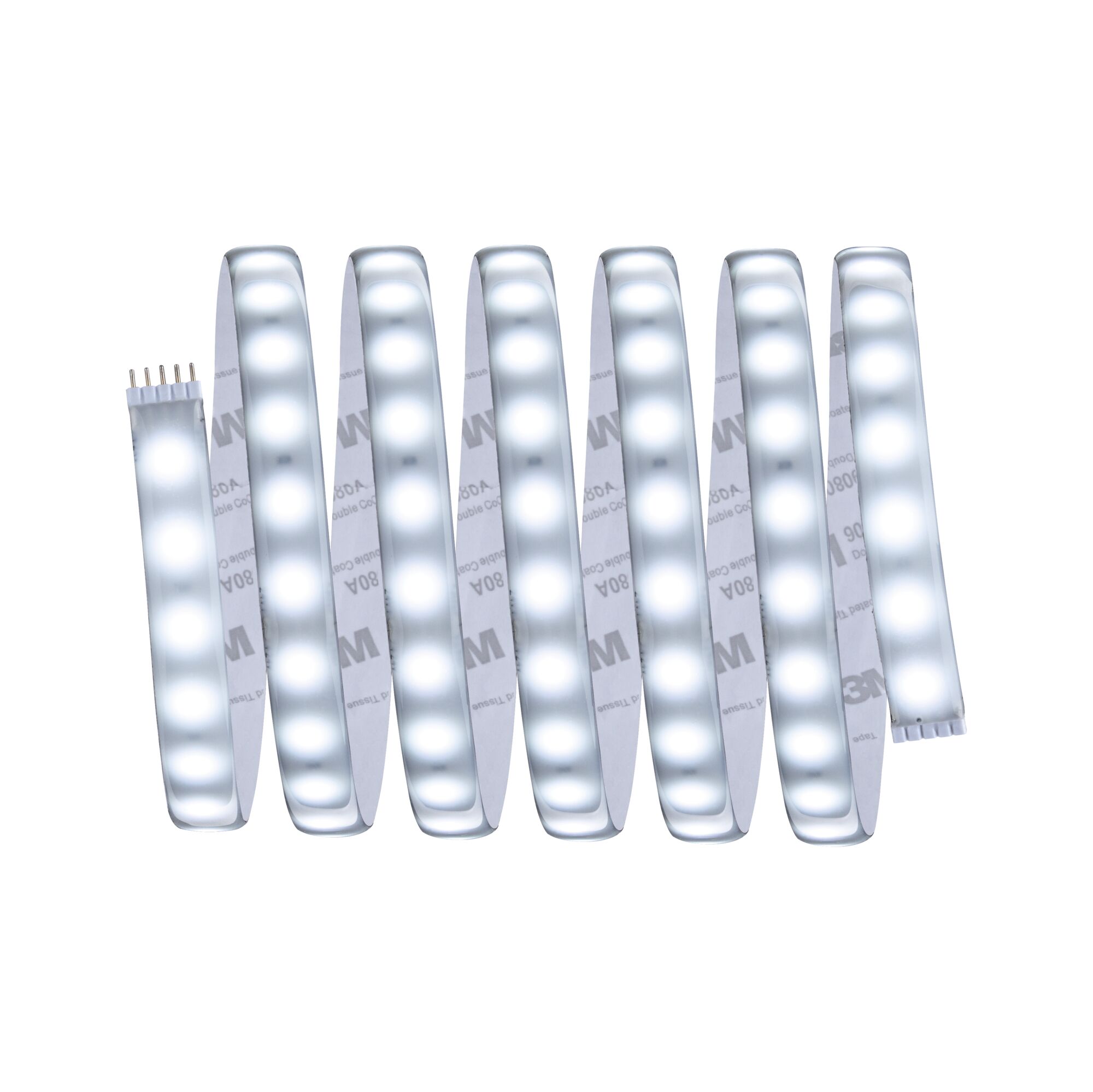 Flexible LED strip with white LEDs and transparent material for versatile lighting applications