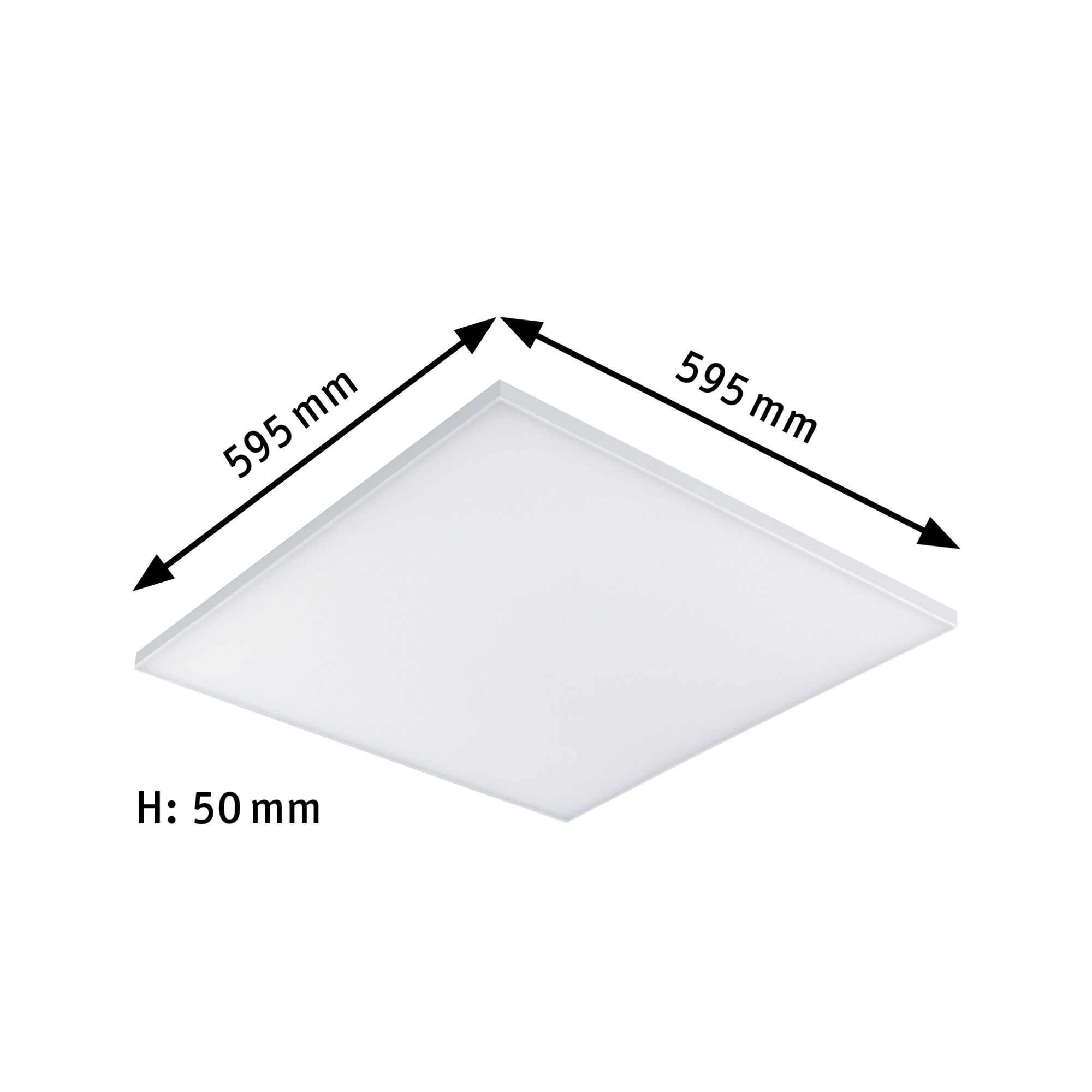 Quadratische weiße LED-Deckenleuchte aus Kunststoff, 595x595 mm, 50 mm Höhe, moderne Raumbeleuchtung