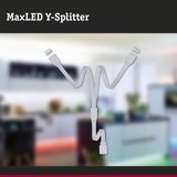 MaxLED Y-Splitter met witte platte kabel voor LED-verlichting en lichtbesturing