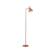 Stojąca lampa do czytania z metalu w kolorze rdzy z regulowanym kloszem do salonu