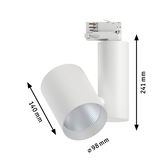 Witte metalen LED-spot met 98 mm diameter en 241 mm hoogte voor moderne binnenverlichting