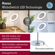 Moderne LED-tafellamp met wit ringlicht en aanraakschakelaar in chroom voor dimbaar licht