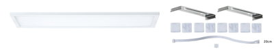 Flat white LED panel with mounting brackets and 20 cm connector cable for indoor lighting
