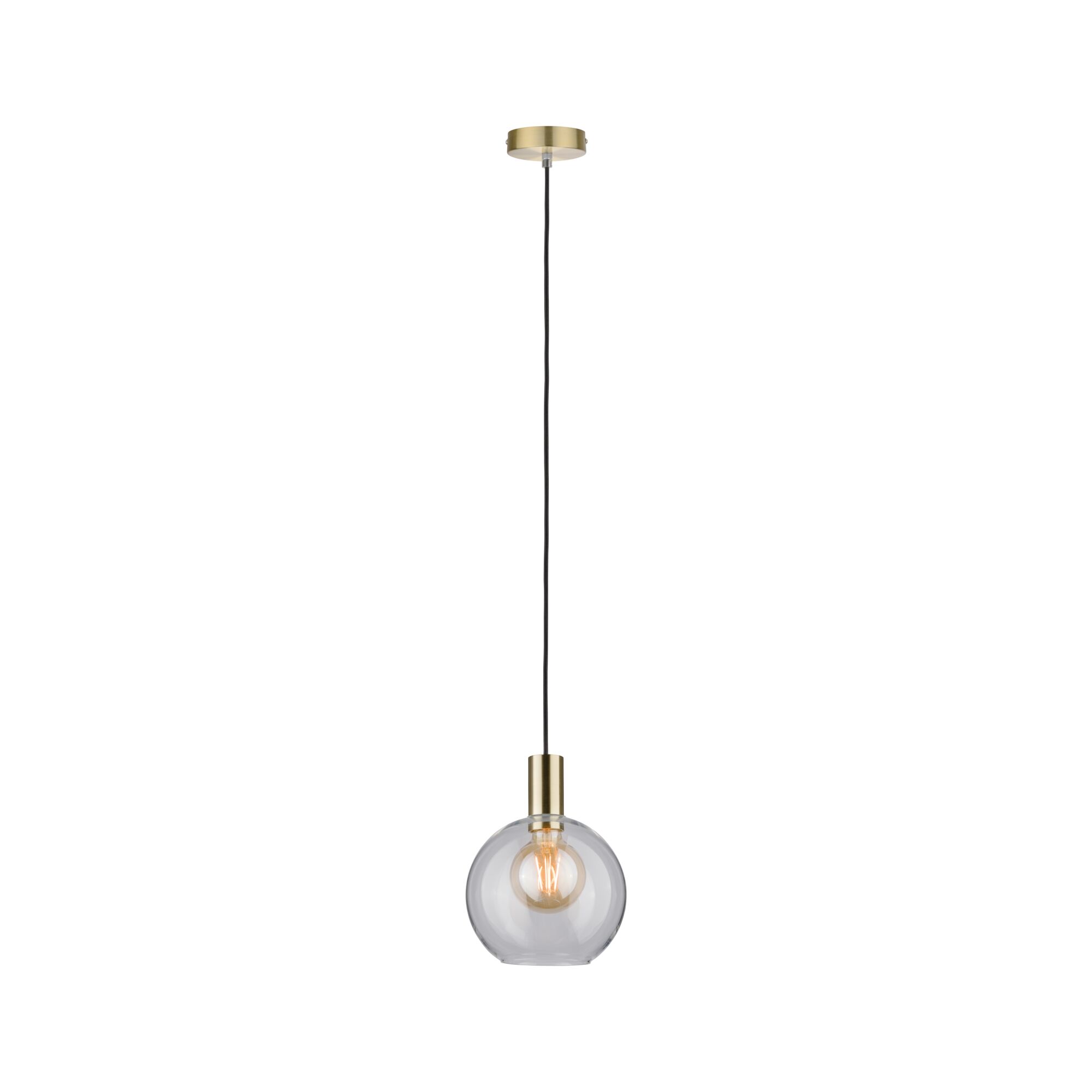 Moderne Pendelleuchte mit transparentem Glas und messingfarbenem Metall für stilvolle Raumbeleuchtung