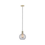 Moderne Pendelleuchte mit transparentem Glas und messingfarbenem Metall für stilvolle Raumbeleuchtung