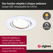 Spot LED encastré blanc avec lumière blanc chaud dimmable et luminosité de 430 lumens