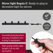 Black Mirror light Regula II with textile cable and on/off switch for easy plug-in installation