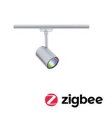 Silver metal LED spotlight with RGB color change for track lighting and Zigbee control system