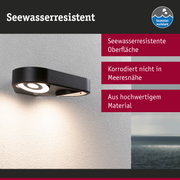 Schwarze Außenwandleuchte mit seewasserresistenter Oberfläche aus hochwertigem Material