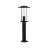 Lampe extérieure noire en métal avec verre transparent et toit pointu pour éclairage de jardin
