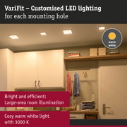 VariFit warm white LED recessed lights for custom mounting in living spaces with 3000K colour temperature