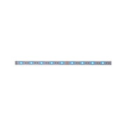 LED light strip with blue LEDs on silver base for flexible lighting solutions