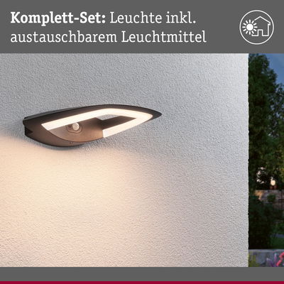 Modernes LED-Außenwandleuchte Set in Schwarz mit austauschbarem Leuchtmittel für Hauswandbeleuchtung