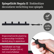 Zwarte Spiegellicht Regula II metalen spiegelverlichting met vier fittingen en textielkabel met schakelaar