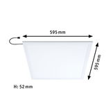 Quadratisches LED-Panel in Weiß mit 595x595 mm und 52 mm Höhe für moderne Raumbeleuchtung