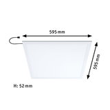 Quadratisches LED-Panel in Weiß mit 595x595 mm und 52 mm Höhe für moderne Raumbeleuchtung