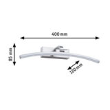 Applique murale LED incurvée en aluminium brossé argenté, dimensions 400x85x120 mm pour éclairage moderne