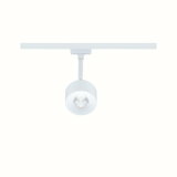 Modern white metal LED spotlight on track system for flexible room lighting