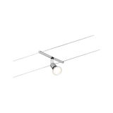 Modern silver metal LED cable spotlight with adjustable lamp head for flexible lighting solutions