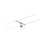 Moderner silberner LED-Seilstrahler aus Metall mit verstellbarem Spot für flexible Beleuchtung