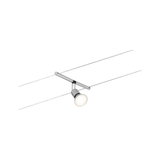 Moderner silberner LED-Seilstrahler aus Metall mit verstellbarem Spot für flexible Beleuchtung