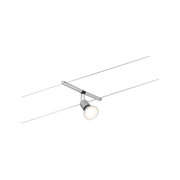 Modern silver metal LED cable spotlight with adjustable lamp head for flexible lighting solutions