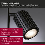 Zwarte staande lamp Lirena met draaibare en kantelbare lampkop voor gerichte verlichting