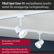 Weißer URail Spot Cone Strahler mit dekorativem Ring und GU10 Leuchtmittel für flexible Lichtgestaltung