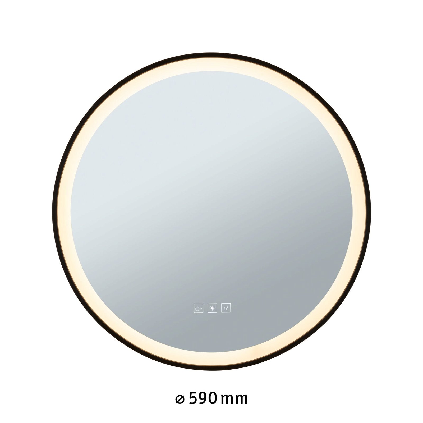 Miroir lumineux LED Mirra IP44 White Switch 750lm 230V 11,5W gradable Noir/Miroir