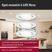 Spot LED encastré blanc Nova orientable, parfait pour un éclairage moderne de cuisine