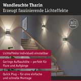 Moderne Tharin Wandleuchte aus Metall in Grau mit einstellbaren Lichteffekten für Flur und Treppe