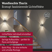 Moderne Wandleuchte Tharin aus Metall in Grau mit individuell einstellbaren Lichteffekten im Treppenhaus