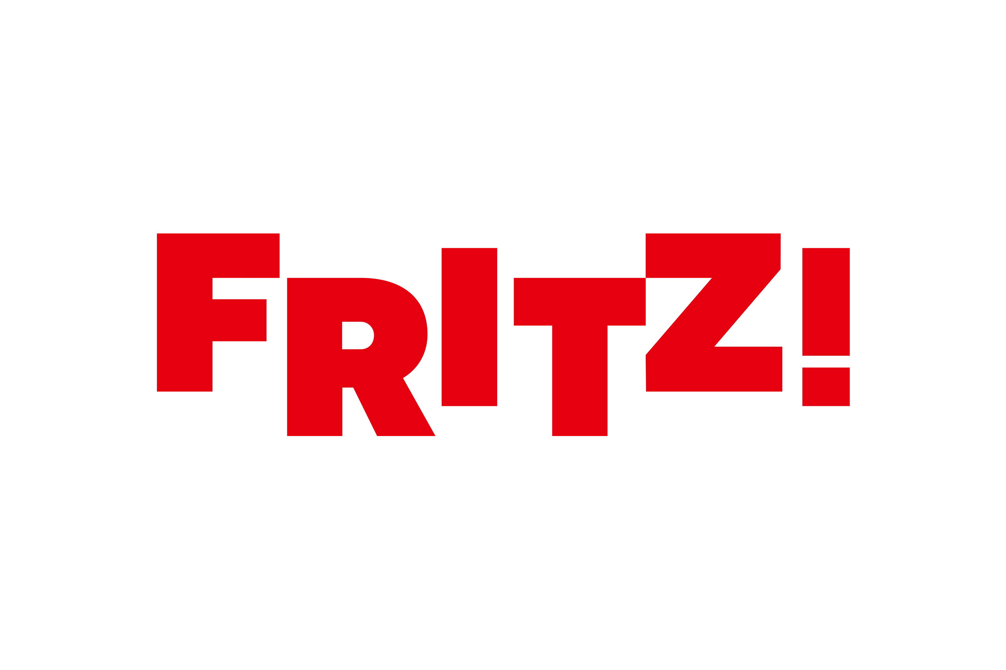 Logo FRITZ! Rødt FRITZ!-logo på hvid baggrund
