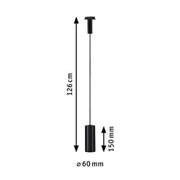Schwarze Pendelleuchte aus Metall mit 126 cm Länge und 6 cm Durchmesser für moderne Beleuchtung